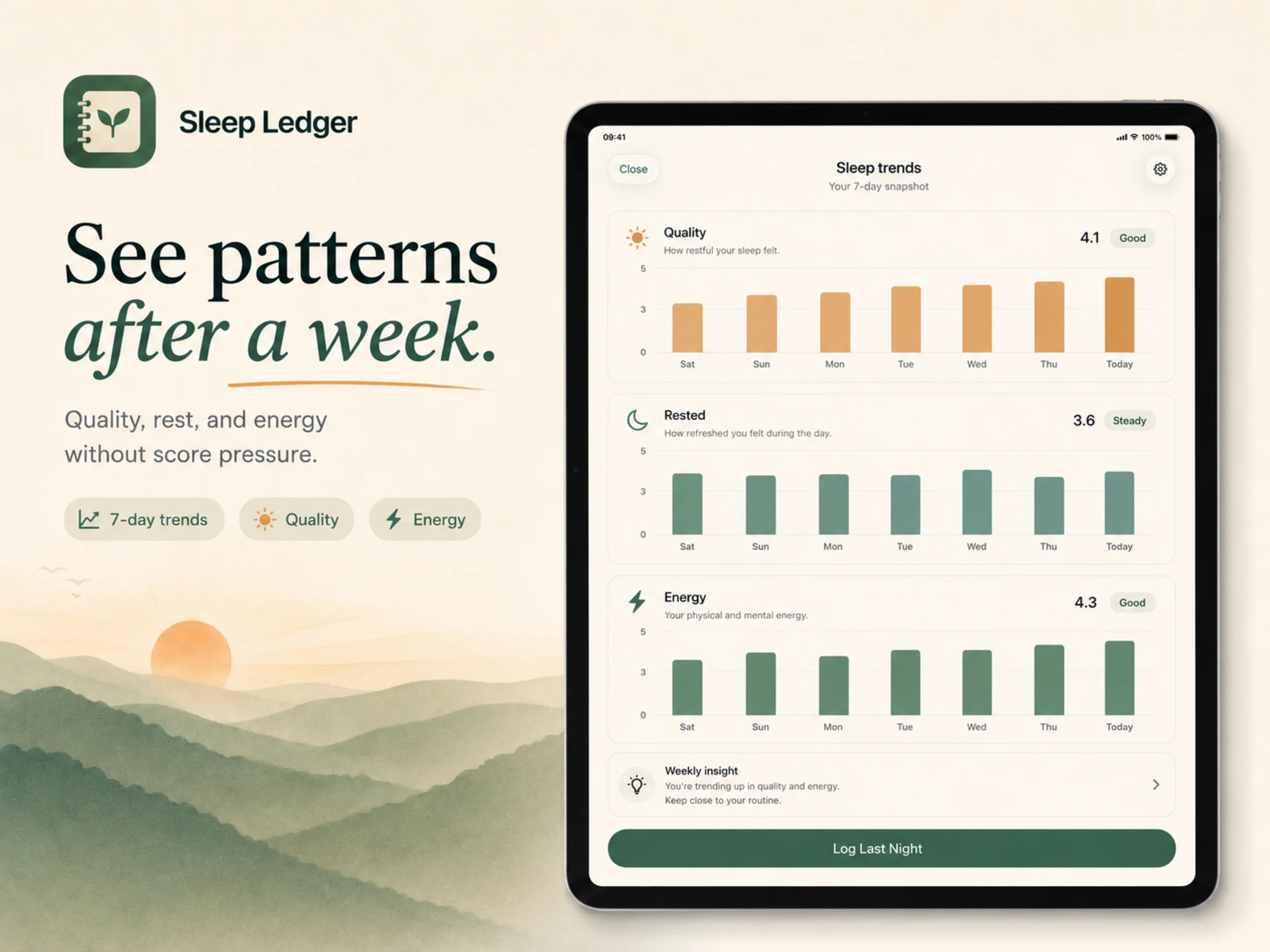 Sleep Ledger iPad pattern screenshot